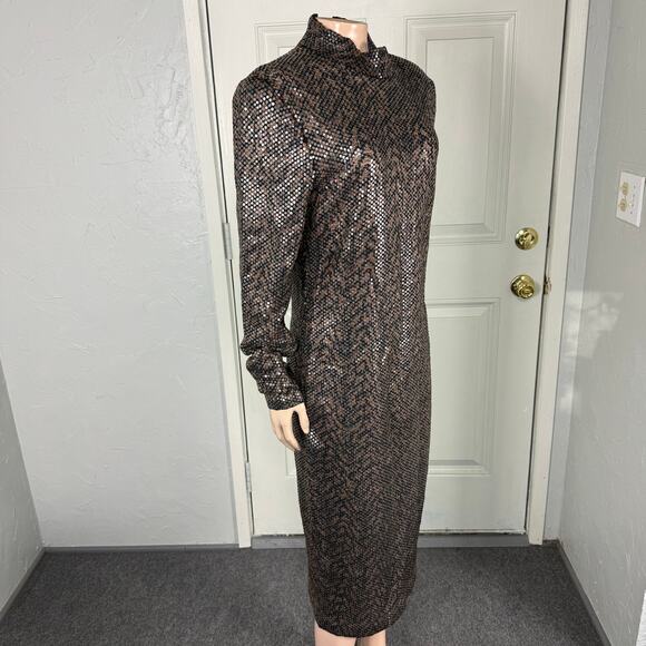 Vintage St. John Women's Dress 10 Shift Sequin Designer Wool Blend Shimmer S23 - Picture 6 of 8